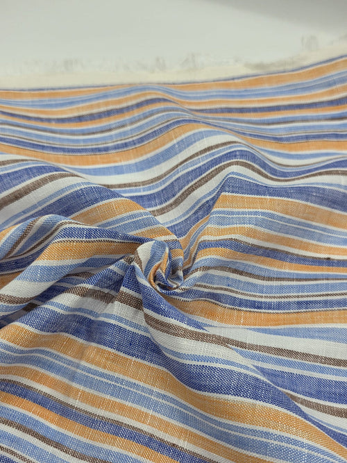 100% Linen Fabric in Multi Stripe - 57" wide, sold by the yard