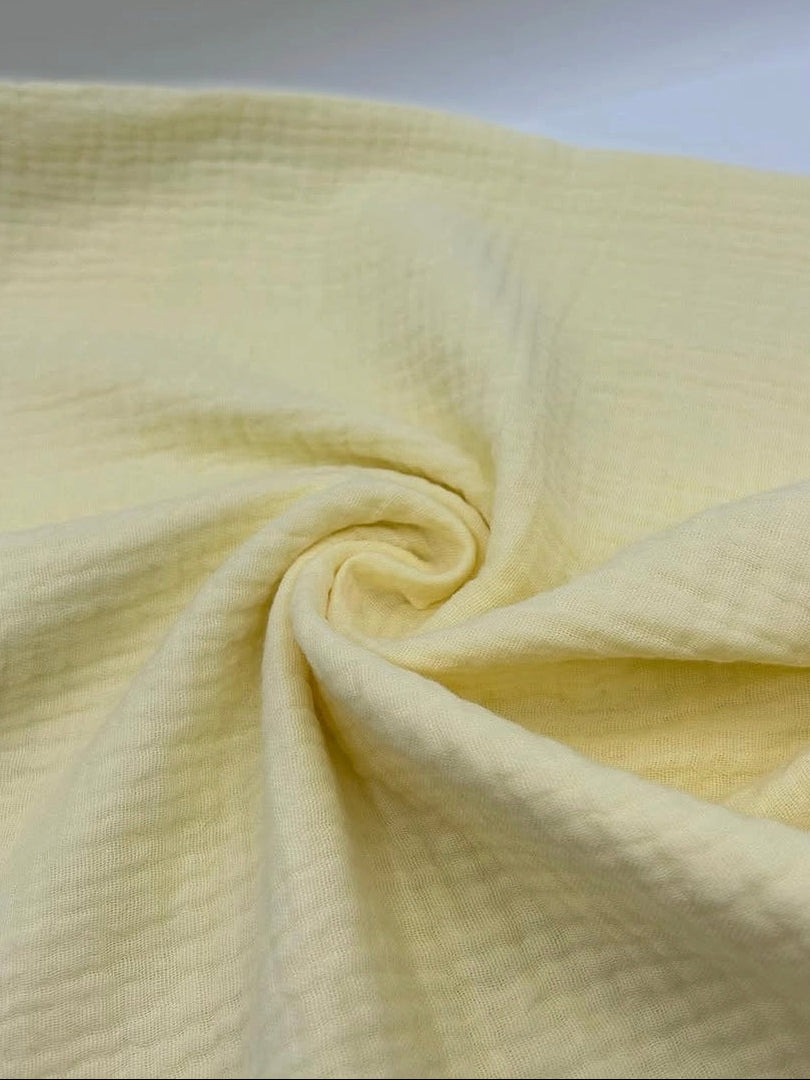 Double Gauze Muslin Fabric in Butter Yellow - 57" wide, sold by the yard