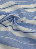 100% Linen Fabric in Blue Stripe - 57" wide, sold by the yard