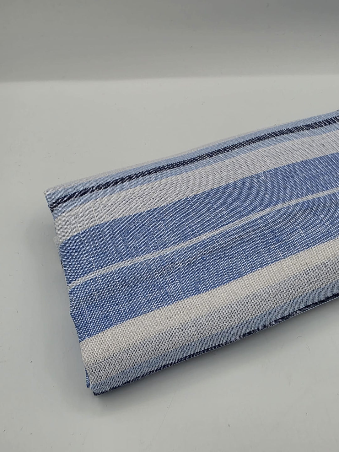 100% Linen Fabric in Blue Stripe - 57" wide, sold by the yard