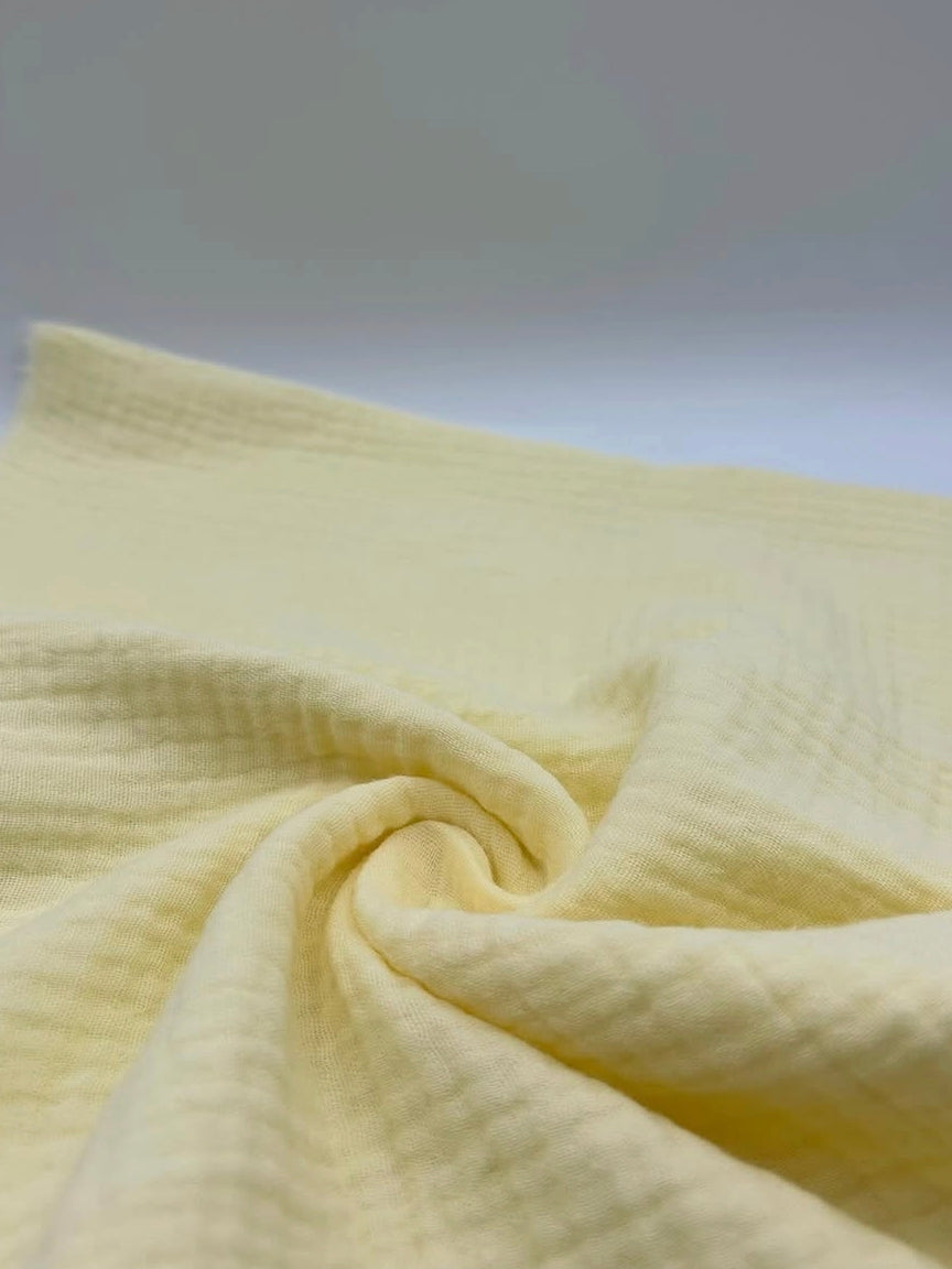 Double Gauze Muslin Fabric in Butter Yellow - 57" wide, sold by the yard