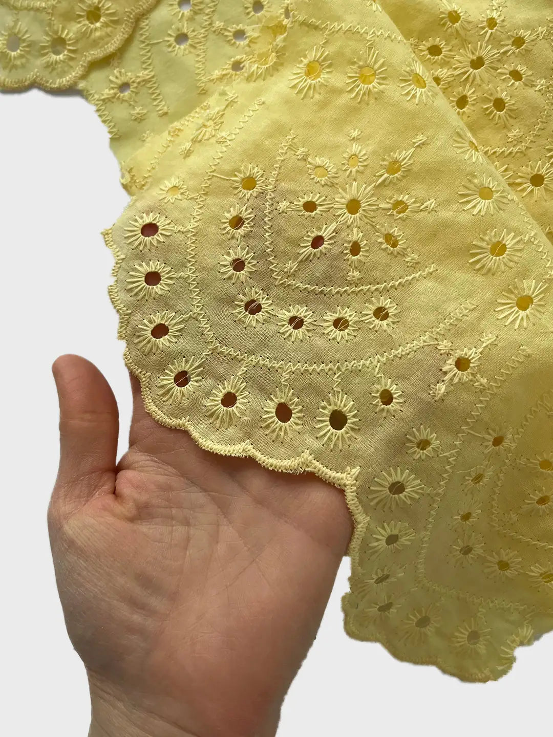 100% Cotton Zara-Style Print Scalloped Fabric - Yellow