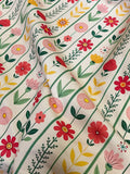 100% Cotton Striped Floral Print Canvas Fabric