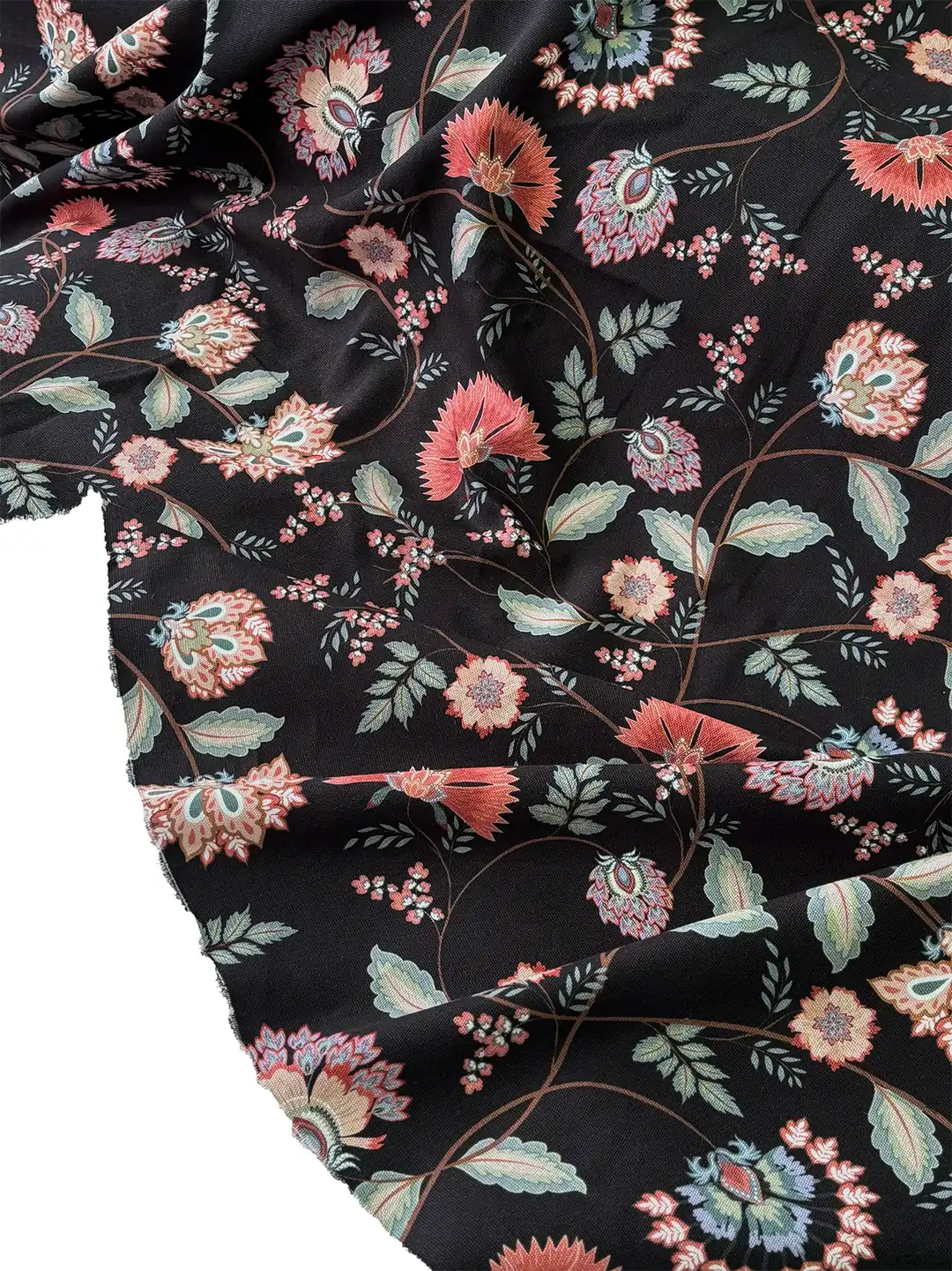 100% Cotton Black Ethnic Print Canvas Fabric
