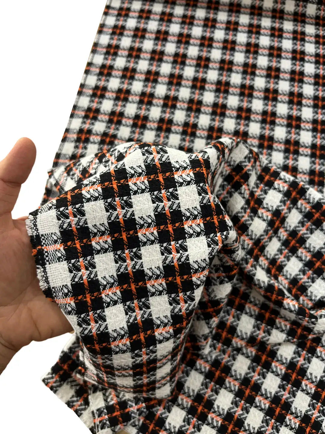Tweed Chanel-Style Fabric - Orange Stripe