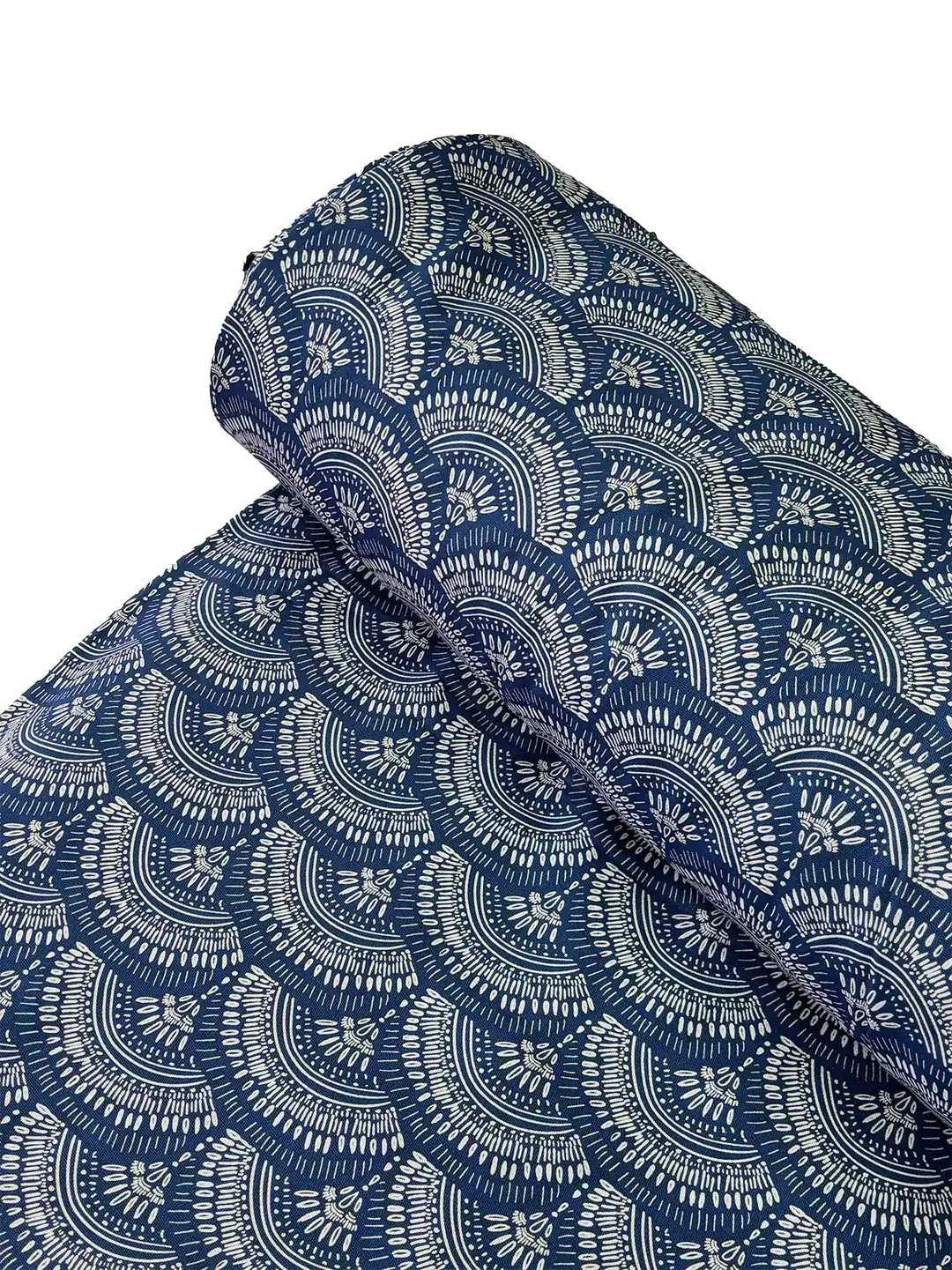 100% Cotton Navy Blue Fan Print Canvas Fabric