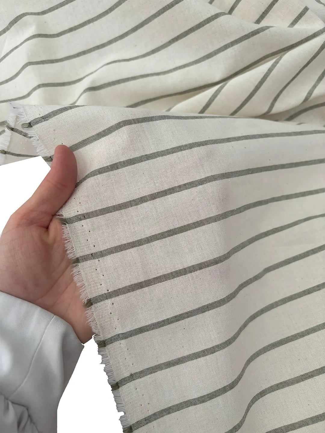 94" Wide 100% Cotton Striped Fabric - Natural/Green