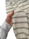 94" Wide 100% Cotton Double Stripe Fabric - Natural/Green
