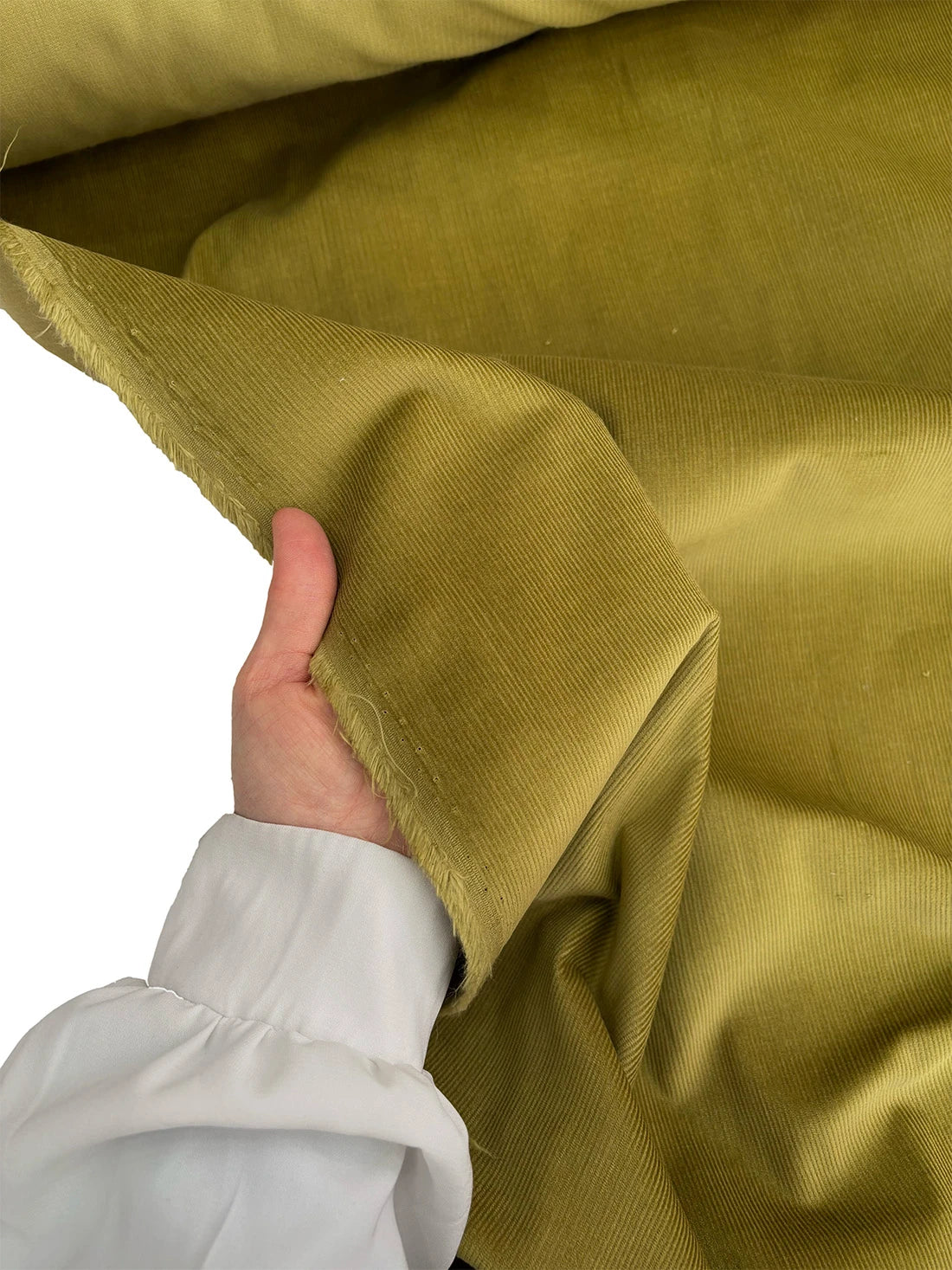 Cotton - Lycra Ribbed Corduroy Fabric Olive Green