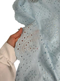 100% Cotton Zara-Style Print Scalloped Fabric - New Baby Blue
