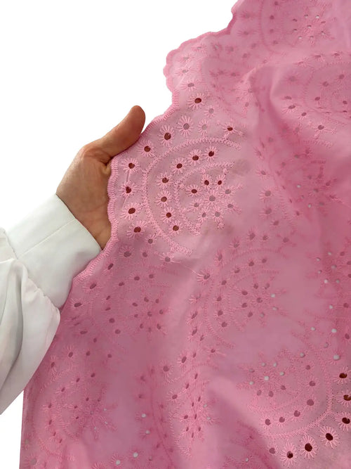 100% Cotton Zara-Style Print Scalloped Fabric - Baby Pink