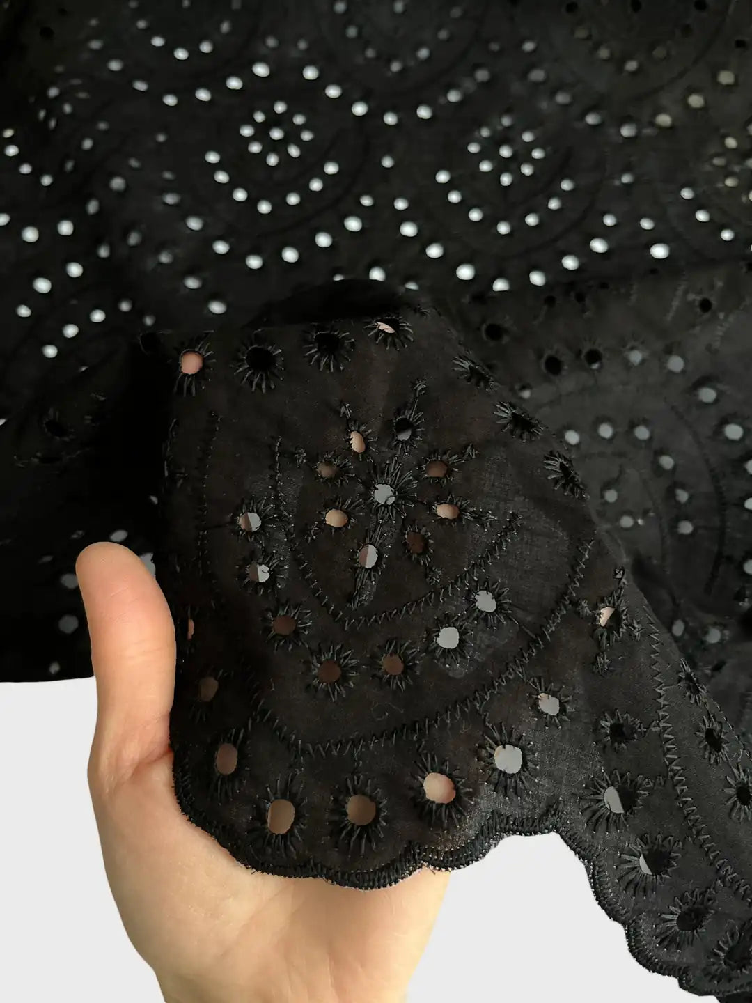 100% Cotton Zara-Style Print Scalloped Fabric - Black